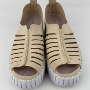 Ilse Jacobsen Tulip Platform Sandals Beige Peep Toe Comfort EU 40 US 9